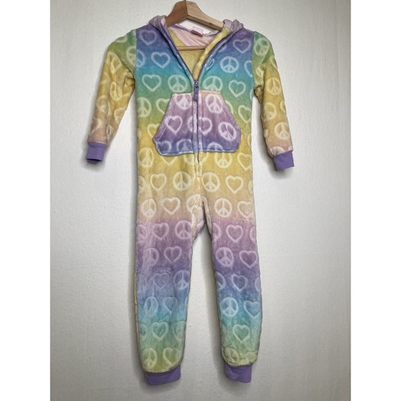 More than Magic Girls One Piece Ombre Pajamas Union Suit Hearts Peace Sz XS 4/5 - Picture 12 of 12